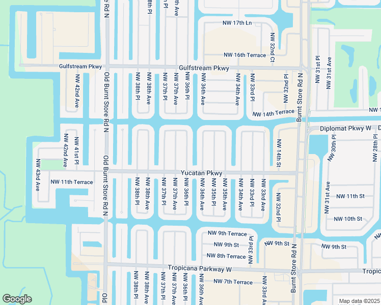 map of restaurants, bars, coffee shops, grocery stores, and more near 1223 Northwest 36th Place in Cape Coral