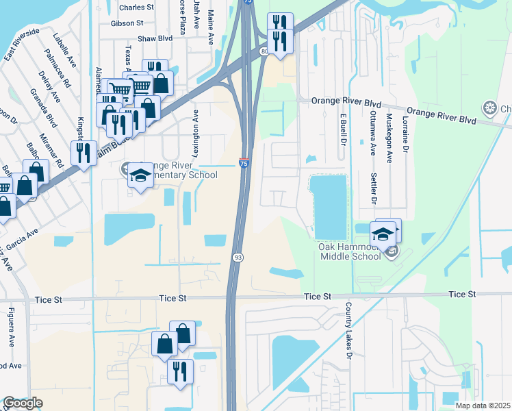 map of restaurants, bars, coffee shops, grocery stores, and more near 4752 Blackberry Drive in Fort Myers