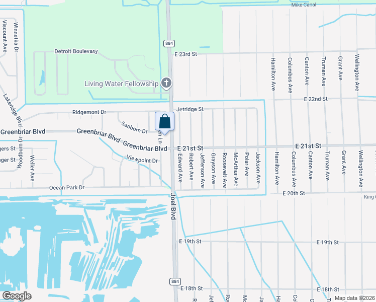 map of restaurants, bars, coffee shops, grocery stores, and more near 2025 Robert Ave in Alva