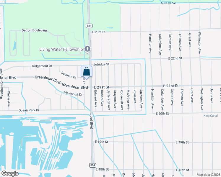 map of restaurants, bars, coffee shops, grocery stores, and more near 2024 Jefferson Avenue in Alva