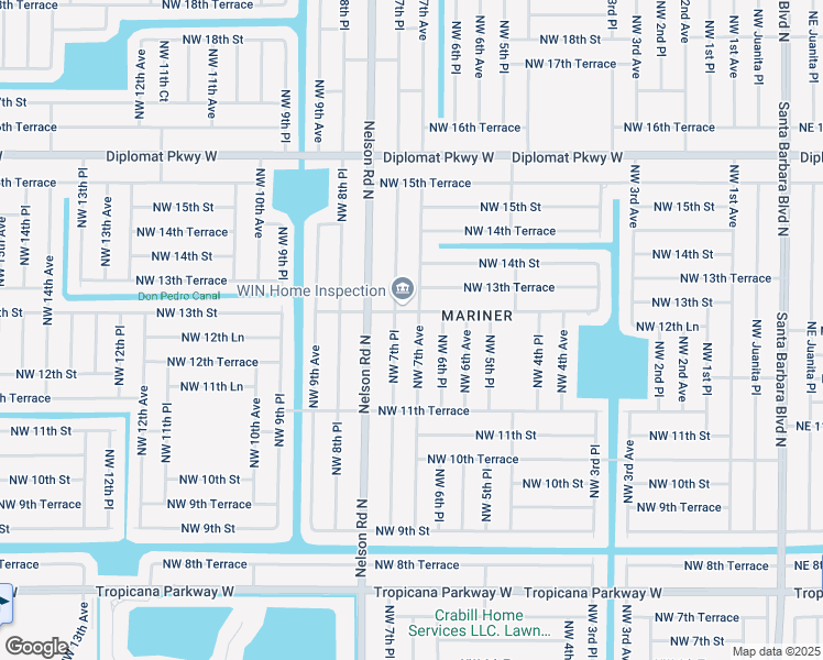 map of restaurants, bars, coffee shops, grocery stores, and more near 1160 Northwest 7th Avenue in Cape Coral