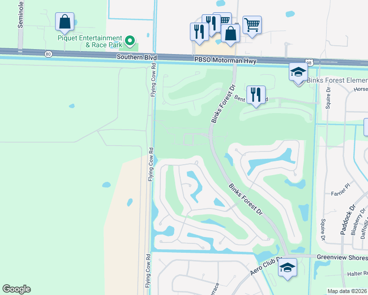 map of restaurants, bars, coffee shops, grocery stores, and more near 15720 Italian Cypress Way in Wellington