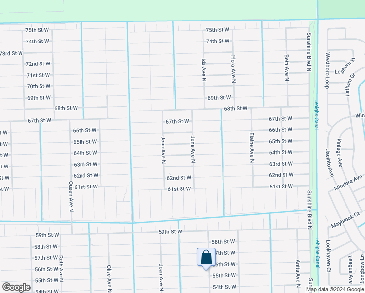 map of restaurants, bars, coffee shops, grocery stores, and more near 2907 65th Street West in Lehigh Acres