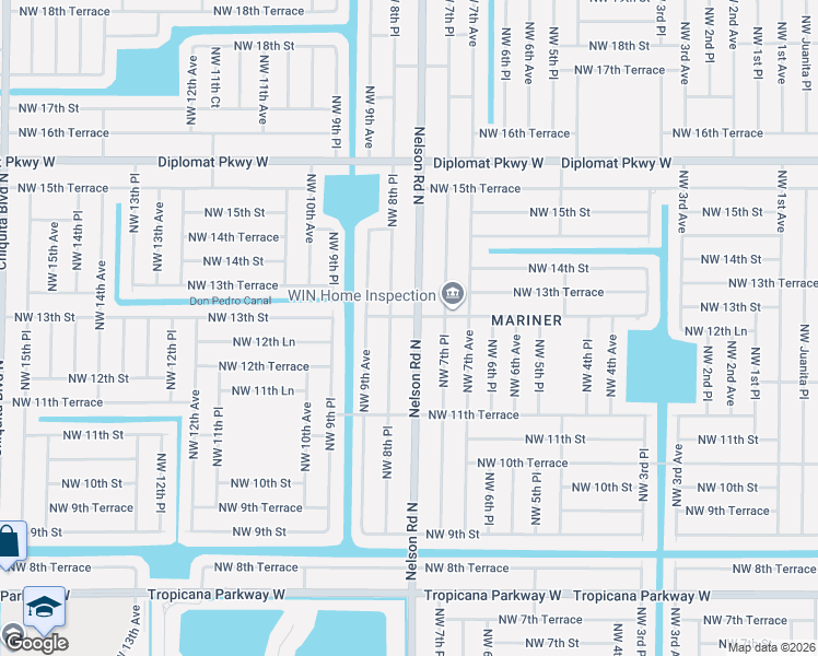 map of restaurants, bars, coffee shops, grocery stores, and more near 1219 Northwest 8th Place in Cape Coral