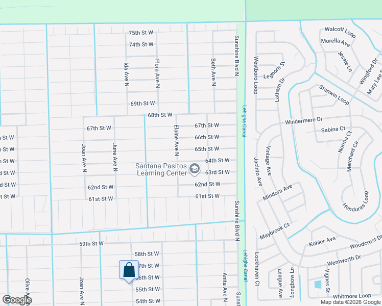 map of restaurants, bars, coffee shops, grocery stores, and more near 2611 65th Street West in Lehigh Acres
