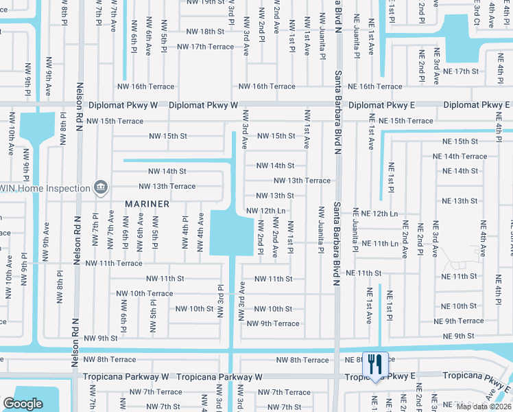 map of restaurants, bars, coffee shops, grocery stores, and more near 220 Northwest 12th Lane in Cape Coral