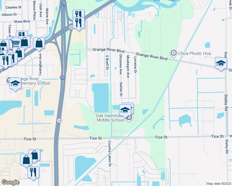 map of restaurants, bars, coffee shops, grocery stores, and more near 1810 Brickroad Court in Fort Myers