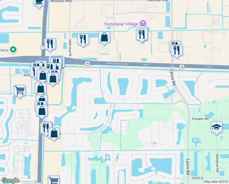 map of restaurants, bars, coffee shops, grocery stores, and more near 473 Mulberry Grove Road in Royal Palm Beach