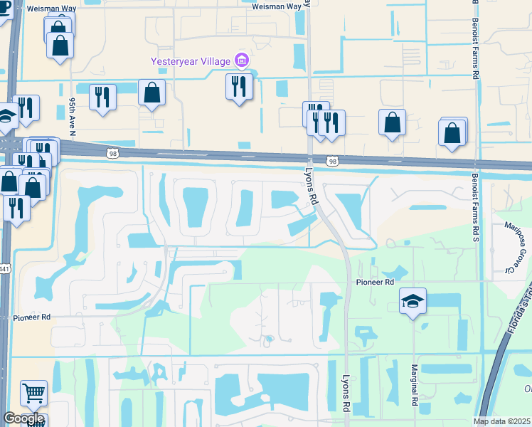 map of restaurants, bars, coffee shops, grocery stores, and more near 771 Belle Grove Lane in Royal Palm Beach