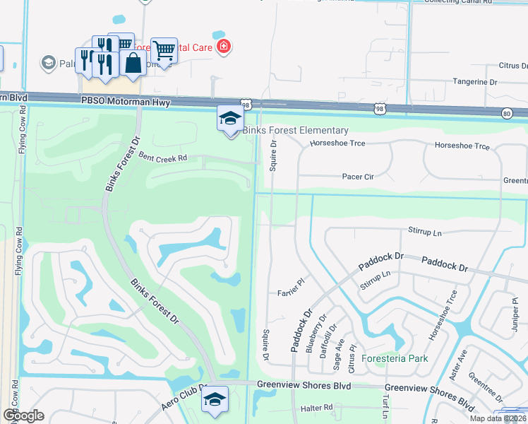 map of restaurants, bars, coffee shops, grocery stores, and more near 194-276 Squire Drive in Wellington
