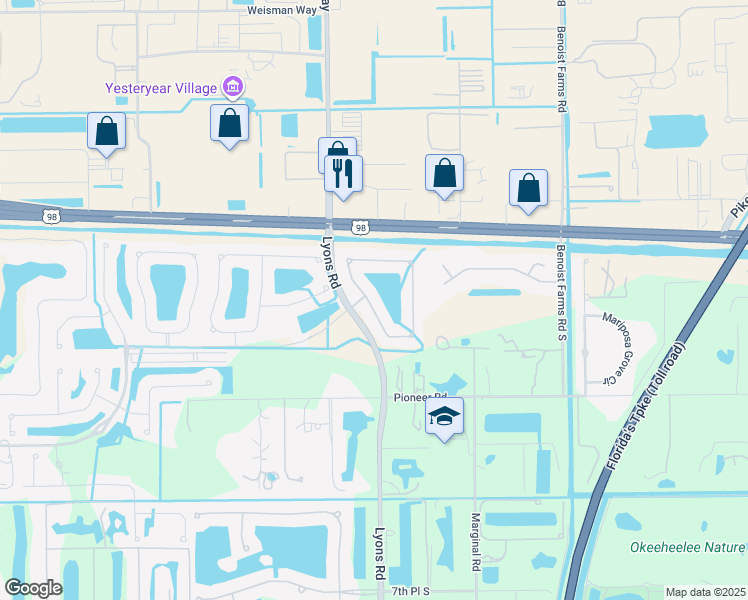 map of restaurants, bars, coffee shops, grocery stores, and more near 8568 Butler Greenwood Drive in Royal Palm Beach