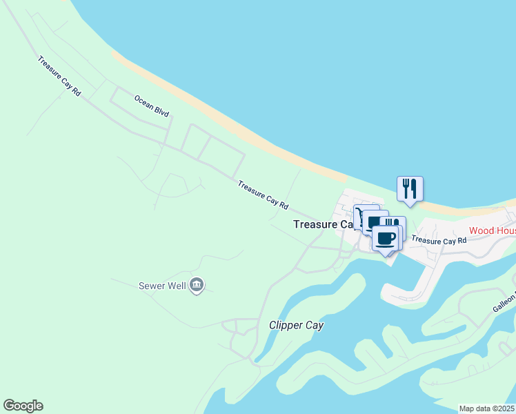 map of restaurants, bars, coffee shops, grocery stores, and more near in Treasure Cay