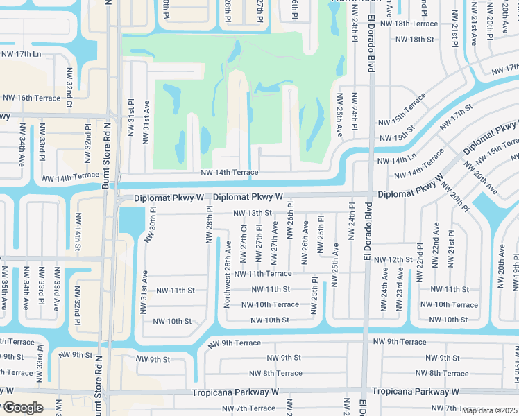 map of restaurants, bars, coffee shops, grocery stores, and more near 2715 Northwest 13th Street in Cape Coral