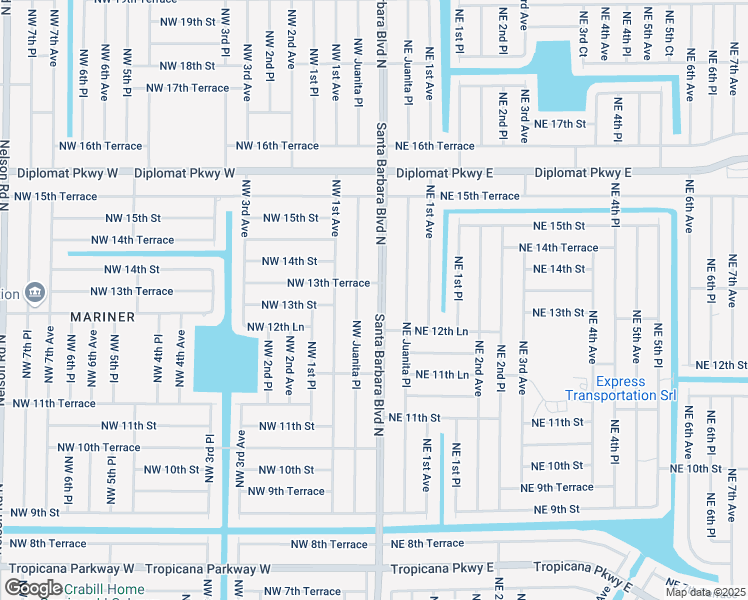 map of restaurants, bars, coffee shops, grocery stores, and more near 1302 Santa Barbara Boulevard North in Cape Coral