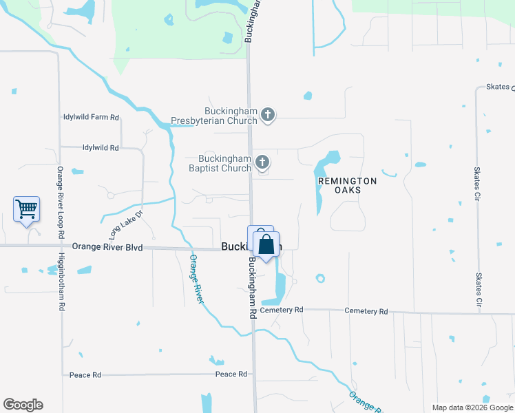 map of restaurants, bars, coffee shops, grocery stores, and more near 4581 Buckingham Road in Fort Myers