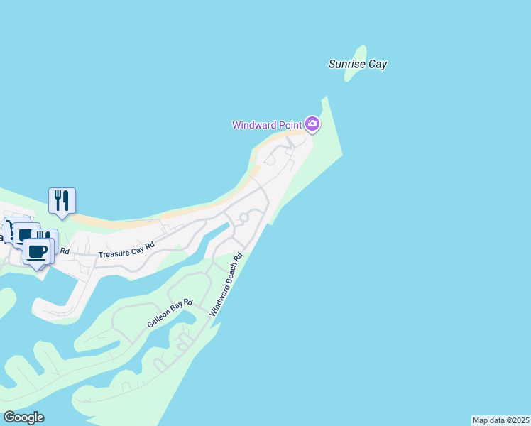 map of restaurants, bars, coffee shops, grocery stores, and more near in Treasure Cay