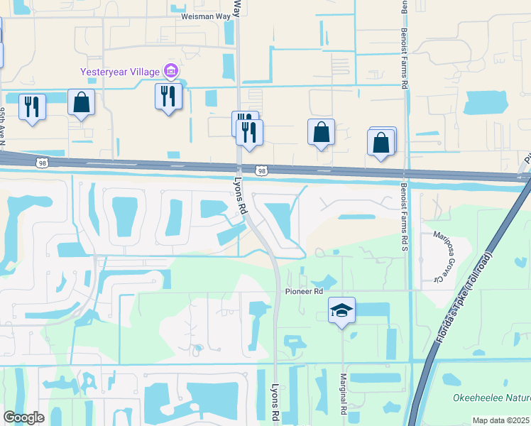 map of restaurants, bars, coffee shops, grocery stores, and more near 8568 Butler Greenwood Drive in Royal Palm Beach