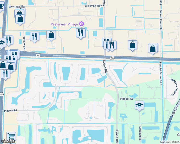 map of restaurants, bars, coffee shops, grocery stores, and more near 771 Belle Grove Lane in Royal Palm Beach