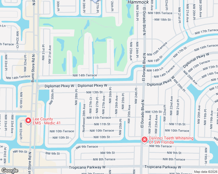 map of restaurants, bars, coffee shops, grocery stores, and more near 2606 Diplomat Parkway West in Cape Coral
