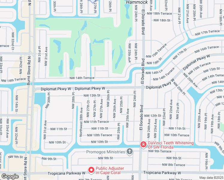 map of restaurants, bars, coffee shops, grocery stores, and more near 2606 Diplomat Parkway West in Cape Coral