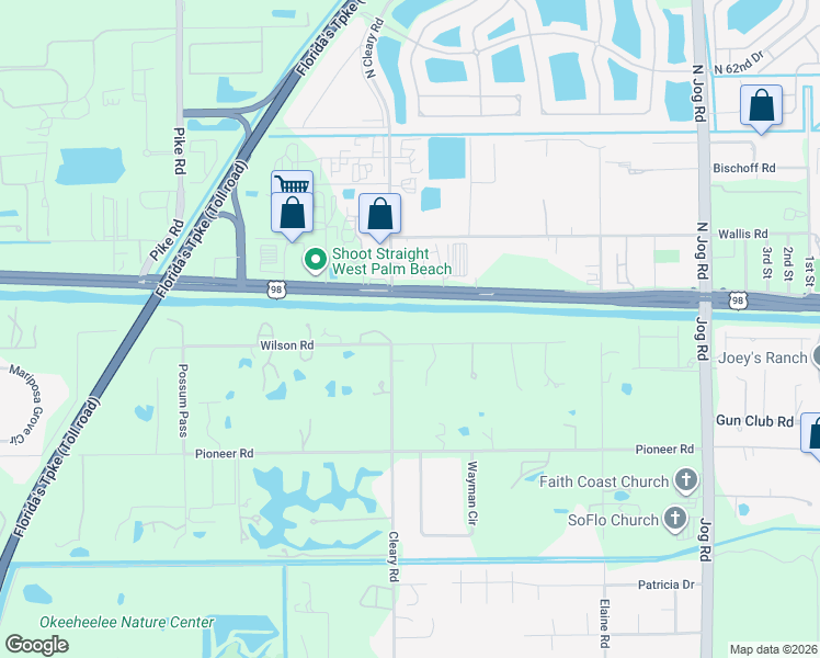map of restaurants, bars, coffee shops, grocery stores, and more near 6963 Wilson Road in West Palm Beach
