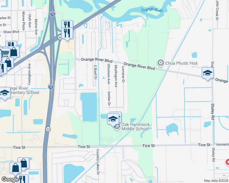 map of restaurants, bars, coffee shops, grocery stores, and more near 412 Muskegon Avenue in Fort Myers