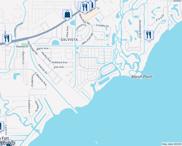 map of restaurants, bars, coffee shops, grocery stores, and more near in North Fort Myers