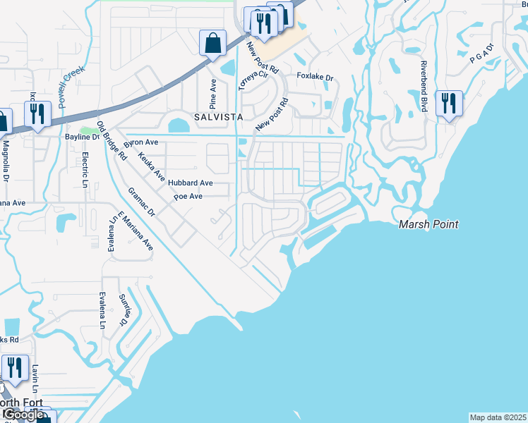 map of restaurants, bars, coffee shops, grocery stores, and more near 14523 Battery Bend in North Fort Myers