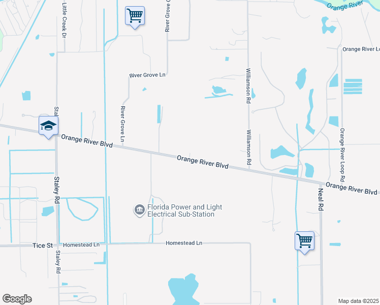 map of restaurants, bars, coffee shops, grocery stores, and more near 11631 Orange River Boulevard in Fort Myers