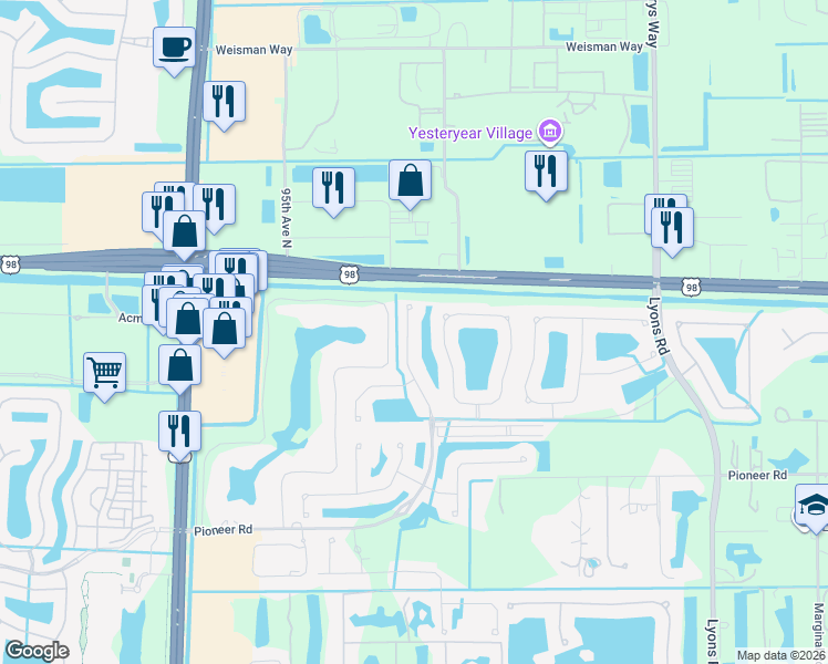 map of restaurants, bars, coffee shops, grocery stores, and more near 102 Palm Beach Plantation Boulevard in West Palm Beach