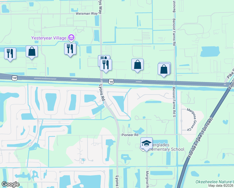 map of restaurants, bars, coffee shops, grocery stores, and more near 8568 Butler Greenwood Drive in Royal Palm Beach