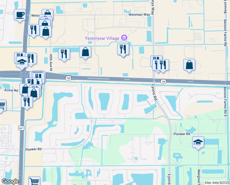 map of restaurants, bars, coffee shops, grocery stores, and more near 217 Mulberry Grove Road in West Palm Beach