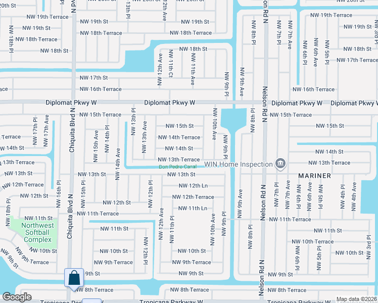 map of restaurants, bars, coffee shops, grocery stores, and more near 1117 Northwest 14th Street in Cape Coral