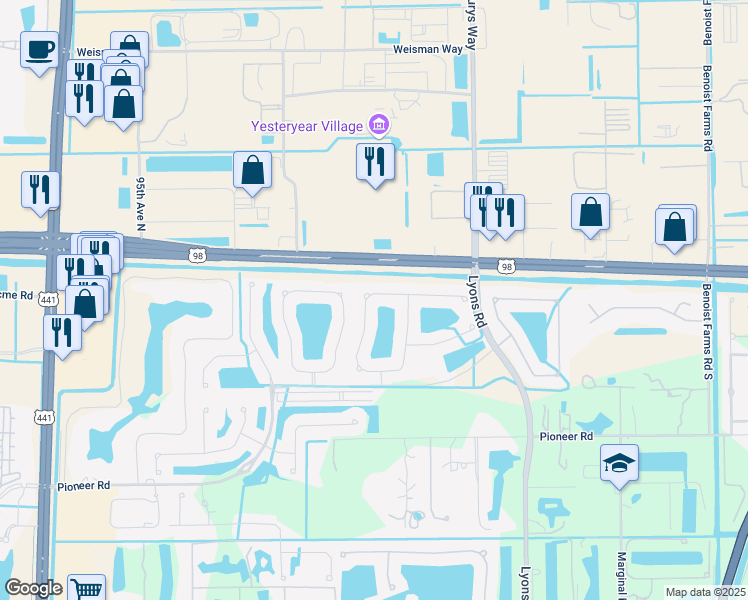 map of restaurants, bars, coffee shops, grocery stores, and more near 324 Belle Grove Lane in Royal Palm Beach