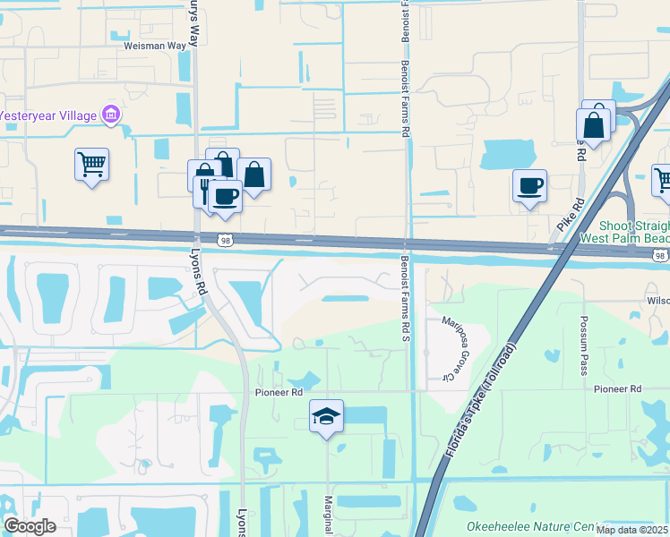 map of restaurants, bars, coffee shops, grocery stores, and more near 8491 Whispering Oaks Way in Royal Palm Beach