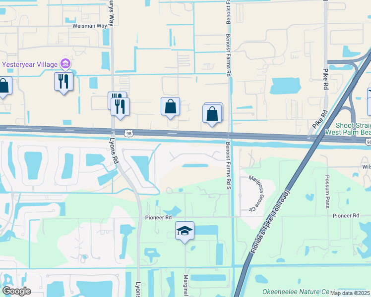 map of restaurants, bars, coffee shops, grocery stores, and more near 8491 Whispering Oaks Way in Royal Palm Beach
