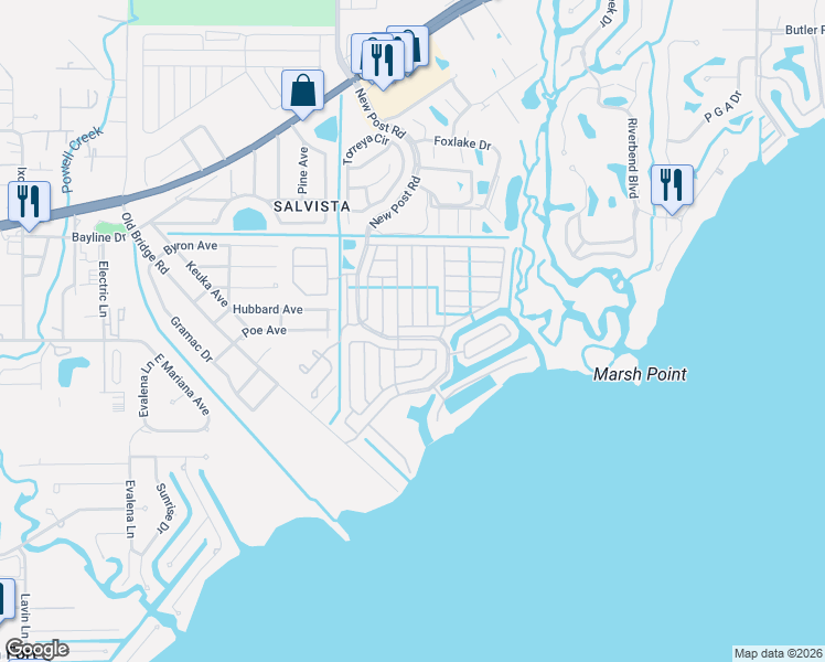 map of restaurants, bars, coffee shops, grocery stores, and more near 314 Pioneer Place in North Fort Myers