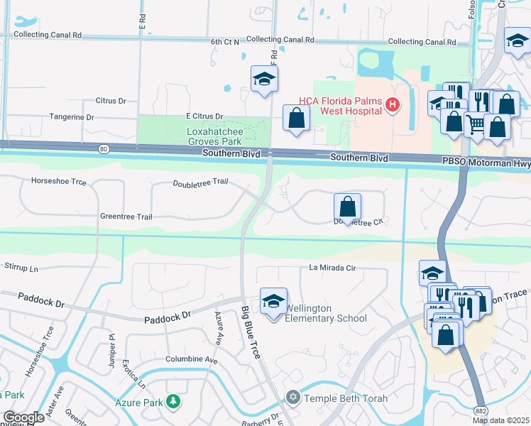 map of restaurants, bars, coffee shops, grocery stores, and more near 217 Wychmere Terrace in Wellington