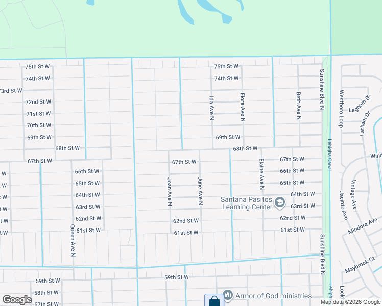 map of restaurants, bars, coffee shops, grocery stores, and more near 2813 68th Street West in Lehigh Acres