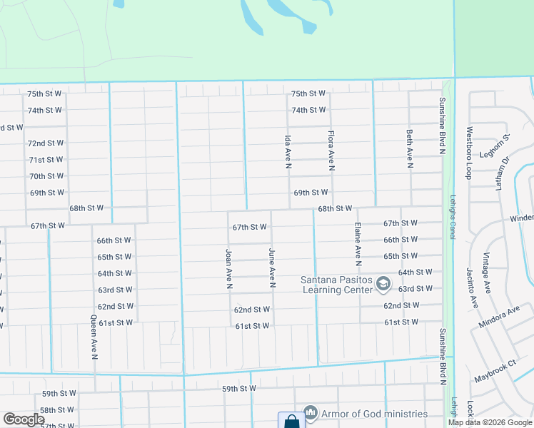 map of restaurants, bars, coffee shops, grocery stores, and more near 2809 68th Street West in Lehigh Acres
