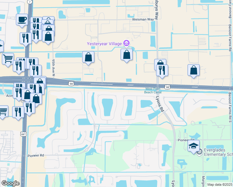 map of restaurants, bars, coffee shops, grocery stores, and more near 241 Mulberry Grove Road in West Palm Beach