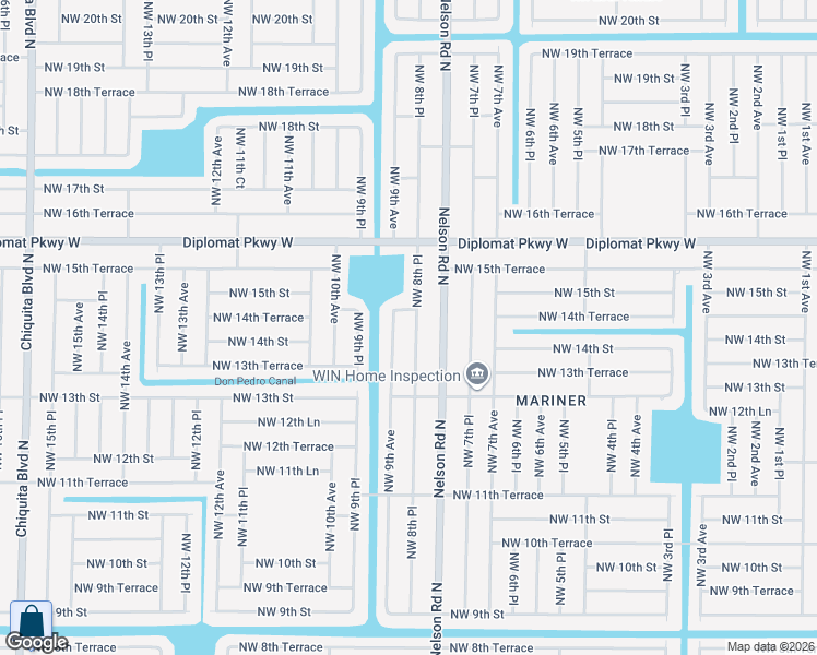 map of restaurants, bars, coffee shops, grocery stores, and more near 1402 Northwest 8th Place in Cape Coral