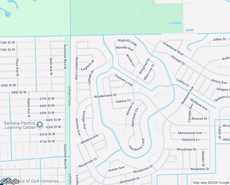 map of restaurants, bars, coffee shops, grocery stores, and more near 672 Windermere Drive in Lehigh Acres