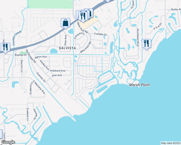 map of restaurants, bars, coffee shops, grocery stores, and more near 314 Pioneer Place in North Fort Myers