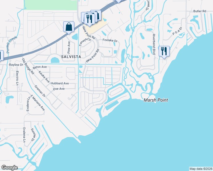 map of restaurants, bars, coffee shops, grocery stores, and more near 14669 Paul Revere Loop in North Fort Myers