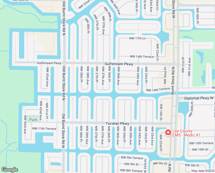 map of restaurants, bars, coffee shops, grocery stores, and more near 1411 Northwest 36th Place in Cape Coral