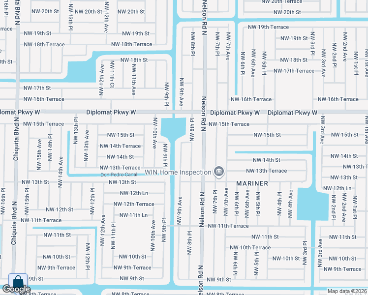 map of restaurants, bars, coffee shops, grocery stores, and more near 1402 Northwest 8th Place in Cape Coral
