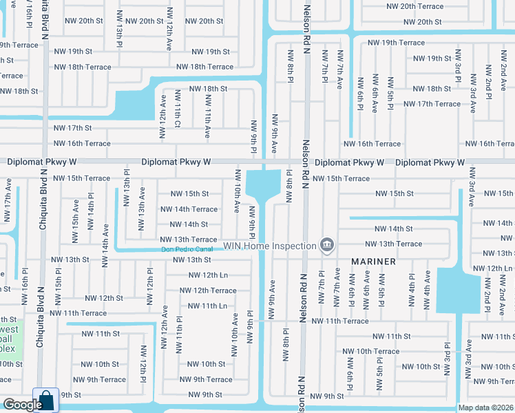 map of restaurants, bars, coffee shops, grocery stores, and more near 1404 Northwest 9th Avenue in Cape Coral