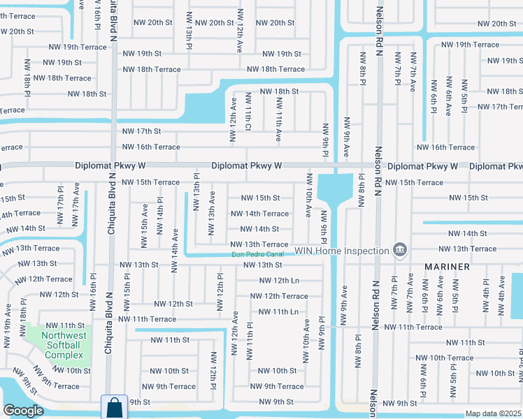 map of restaurants, bars, coffee shops, grocery stores, and more near 1117 Northwest 14th Terrace in Cape Coral