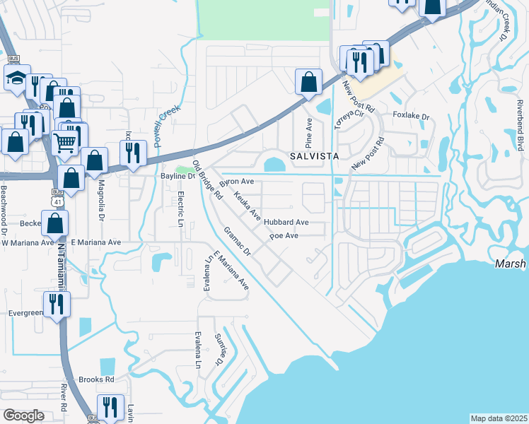 map of restaurants, bars, coffee shops, grocery stores, and more near 248 Lowell Avenue in North Fort Myers